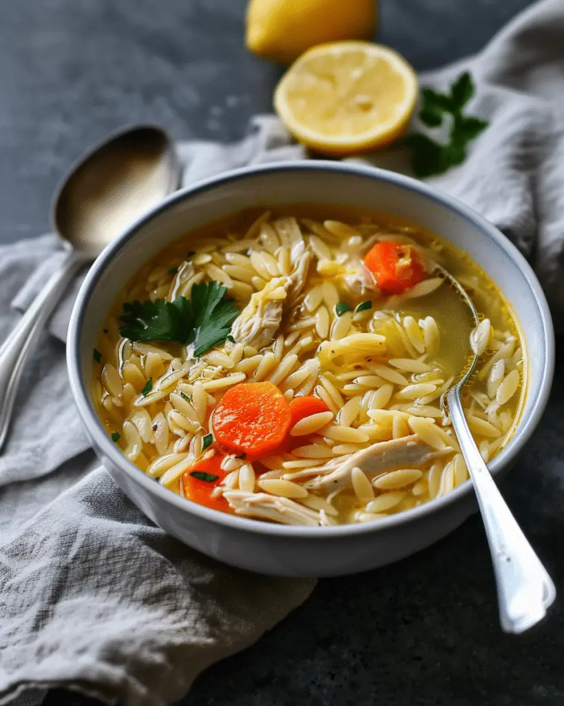 Lemon Chicken Orzo Soup