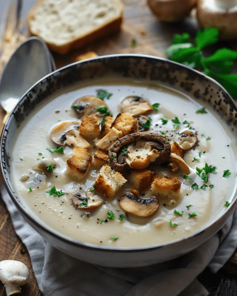 Velvety Vegan Cream of Mushroom Soup