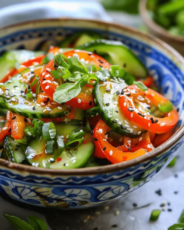 Cucumber and Bell Pepper Salad with Ginger Sesame Dressing