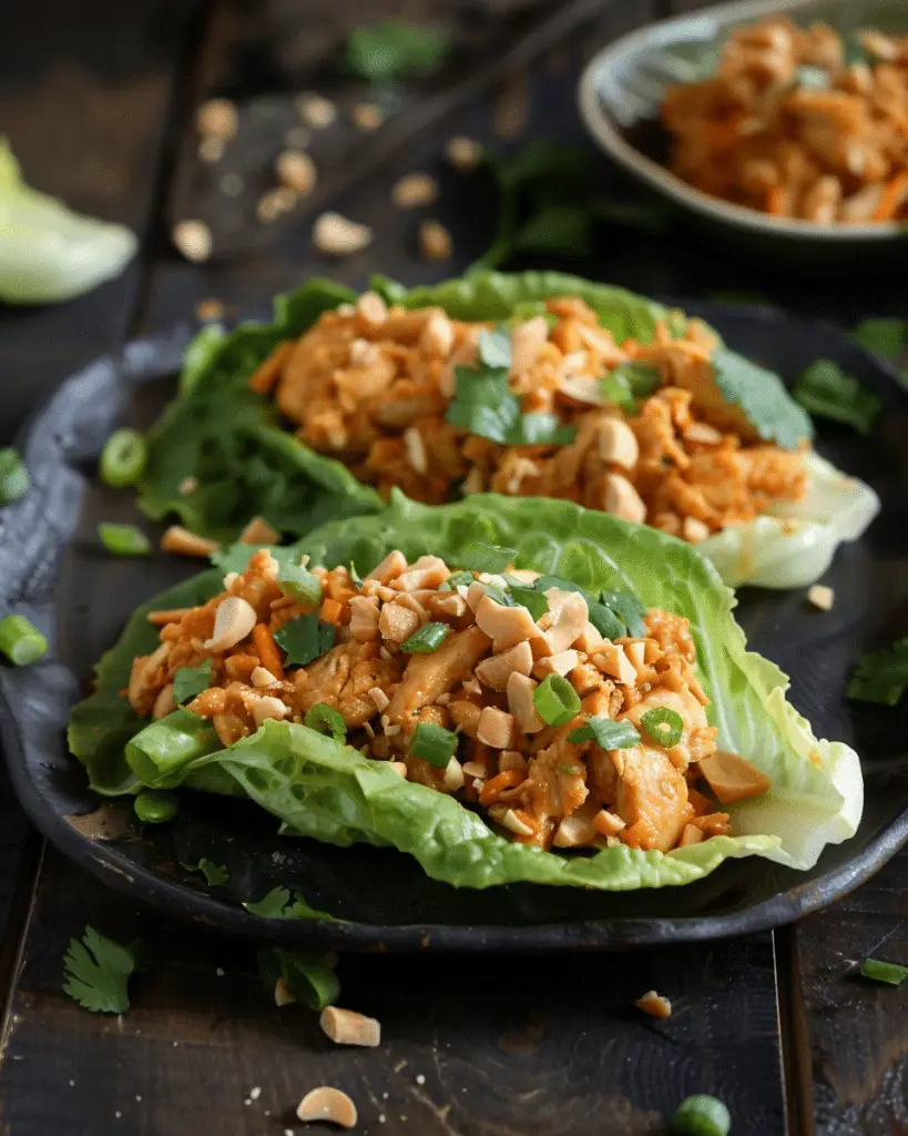 Peanut Chicken Lettuce Wraps