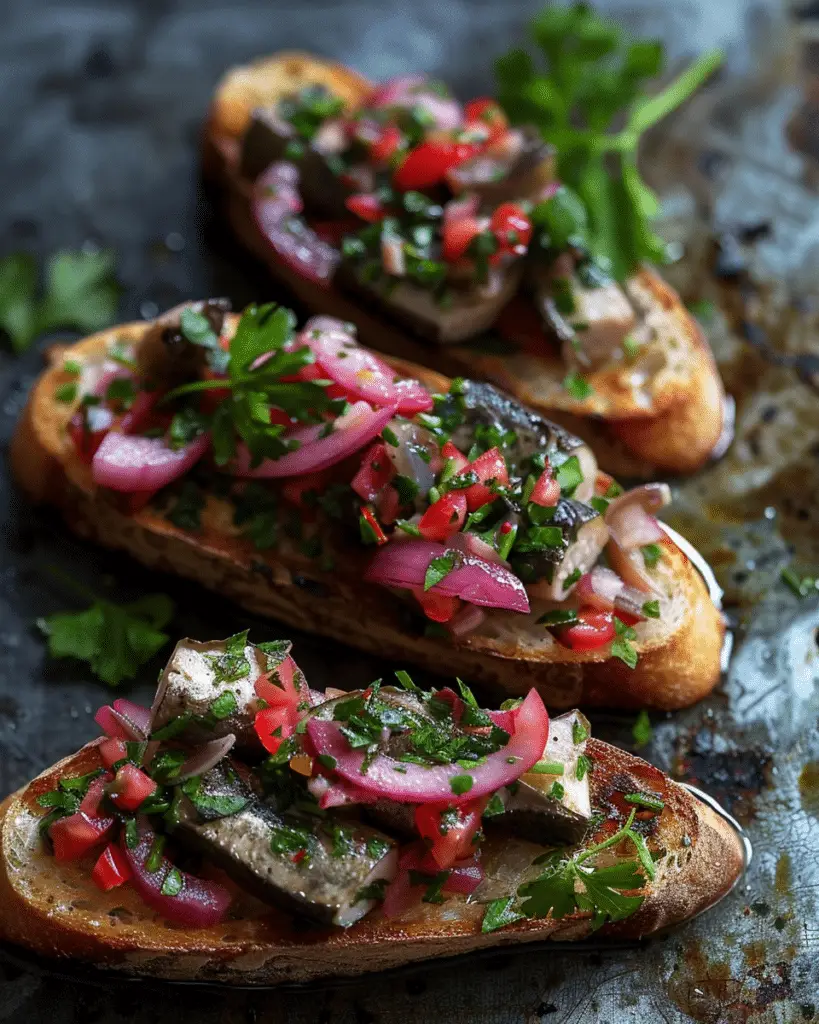 Spicy Sardine and Pickled Onion Bruschetta
