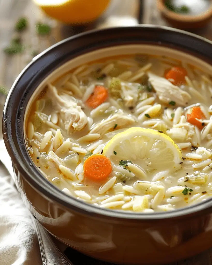 Creamy Lemon Chicken Orzo Soup