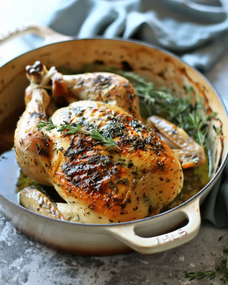 Garlic Herb Butter Roasted Chicken in a Dutch Oven