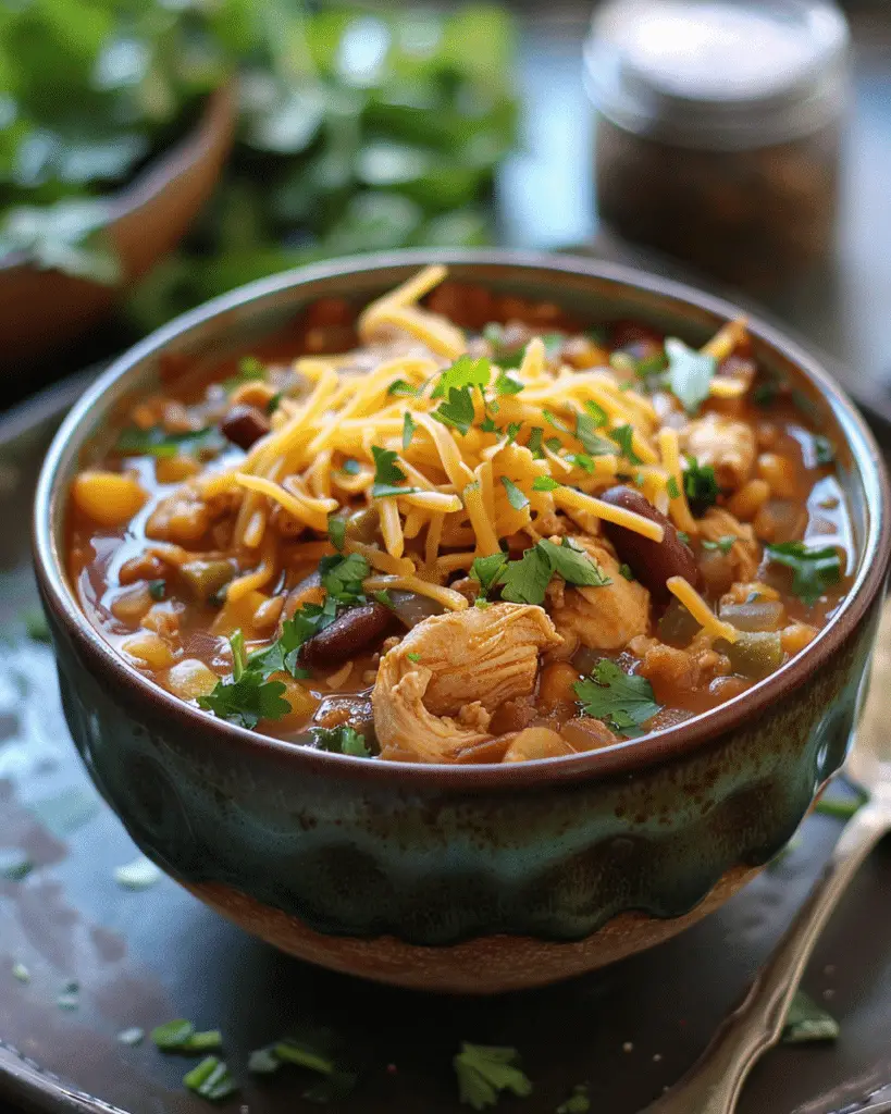 Healthy Cheddar Chicken Chili