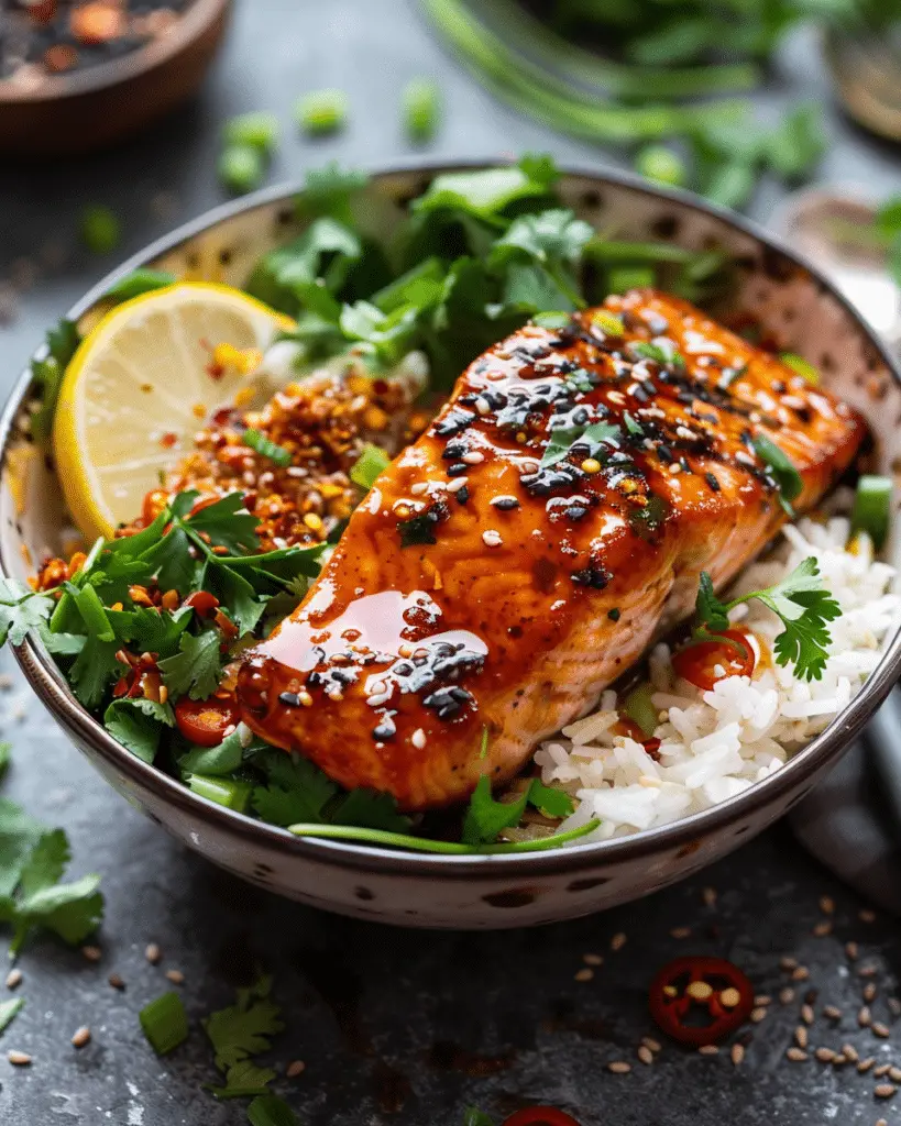 35 Minute Chili Honey Garlic Salmon Bowls