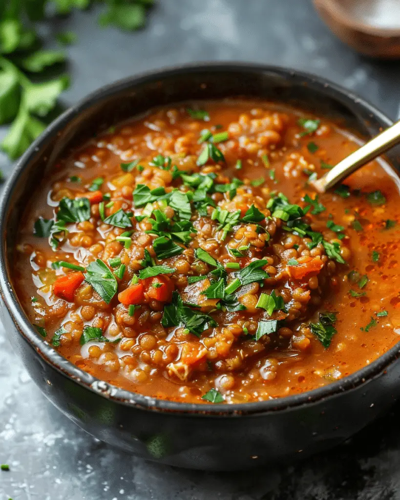 Spicy Turkish Bulgur Lentil Stew (Ezo Gelin Çorbası)