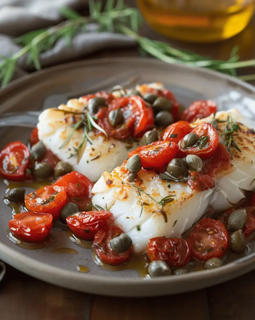 Cod with Tomatoes and Capers