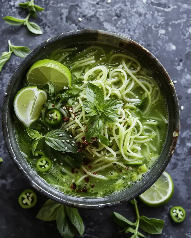 Green Noodle Soup with Coconut Lemongrass Broth
