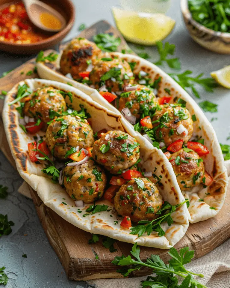 Herby Chicken Meatball Pitas