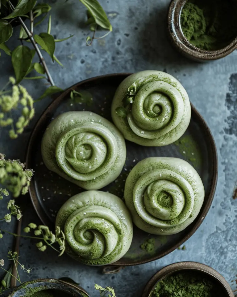 Soft and Fluffy Matcha Spiral Mantou Steamed Buns