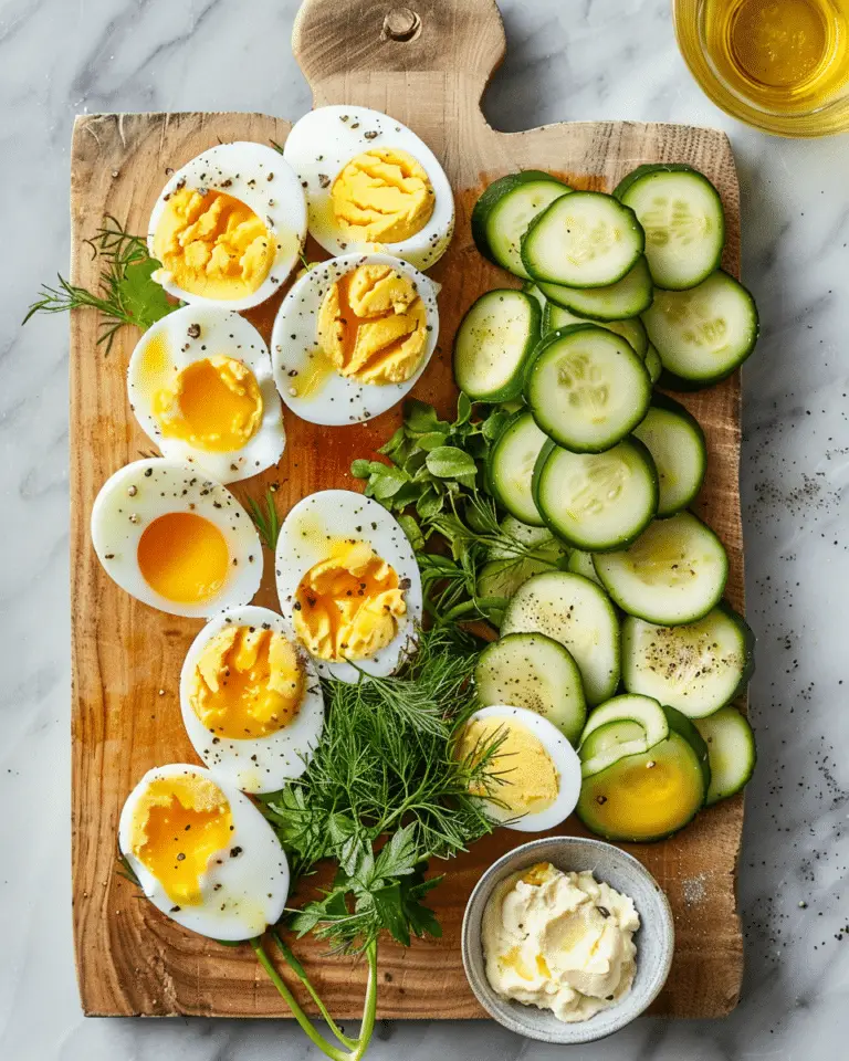 Breakfast Board with Eggs, Cheese Spread and Flavored Butter
