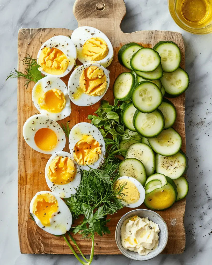 Breakfast Board with Eggs, Cheese Spread and Flavored Butter