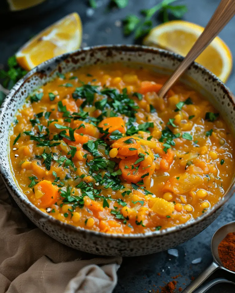 One-Pot Lemony Carrot Red Lentil Stew Recipe