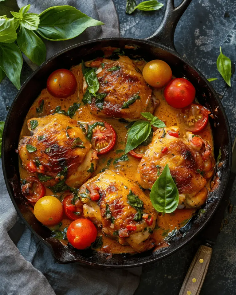 Tomato Basil Chicken Thighs