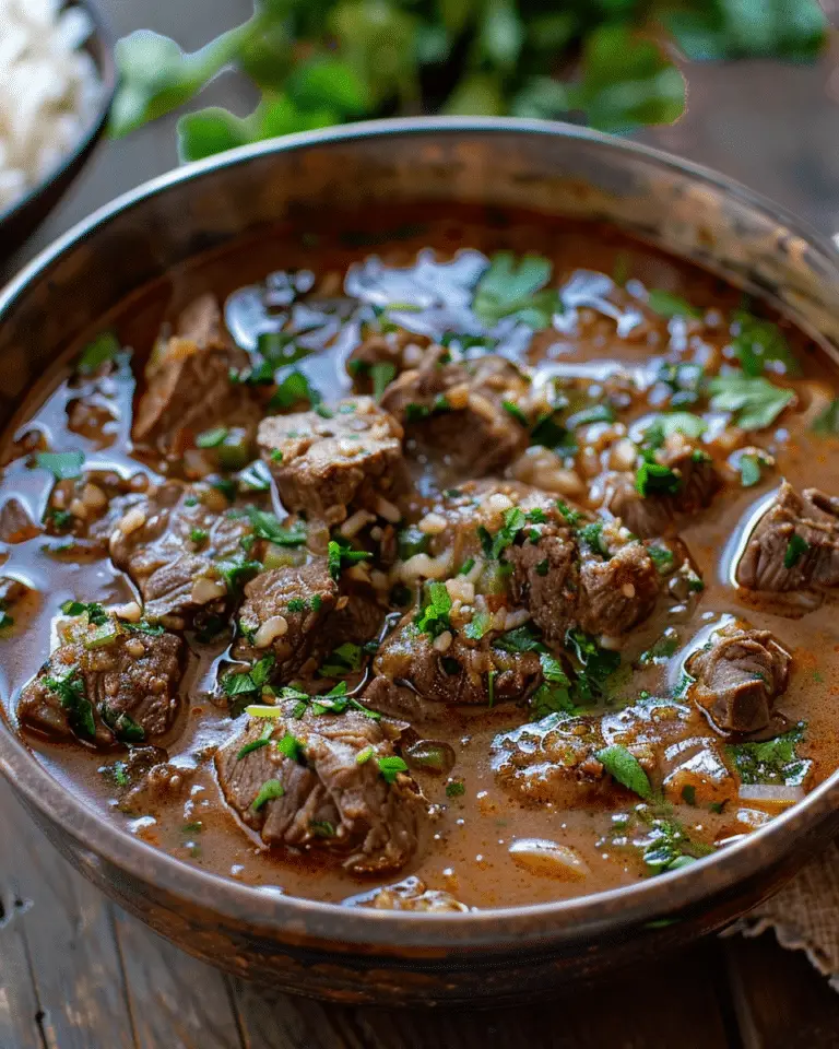 Persian Inspired Herb and Beef Stew with Rice