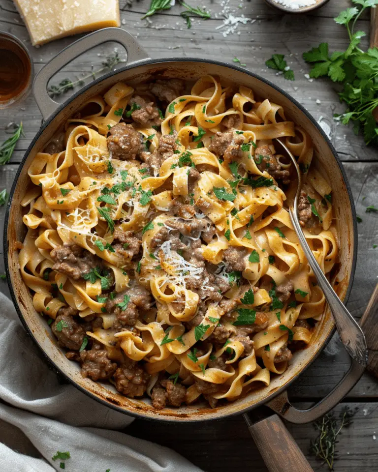 One Pot Creamy Beef Pasta