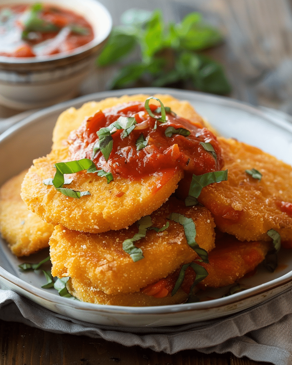 Crispy Fried Polenta with Marinara Sauce