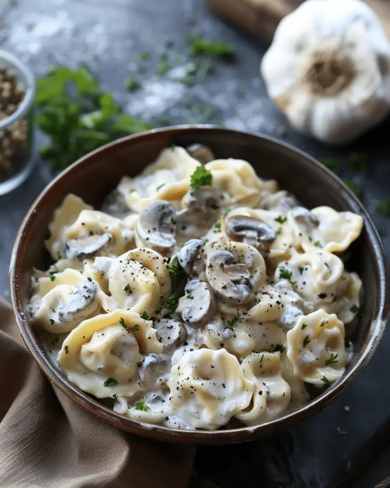 Creamy Garlic Mushroom Tortellini