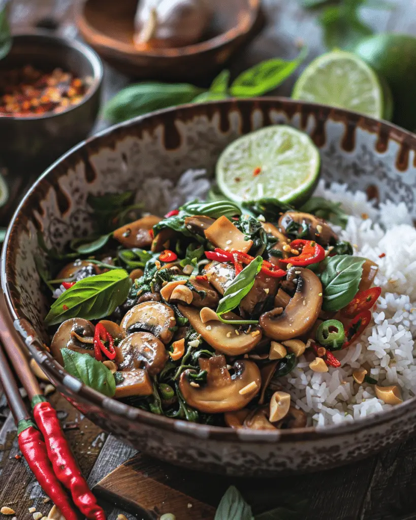 Mushroom Pad Kra Pao (Thai Basil Stir-Fry)