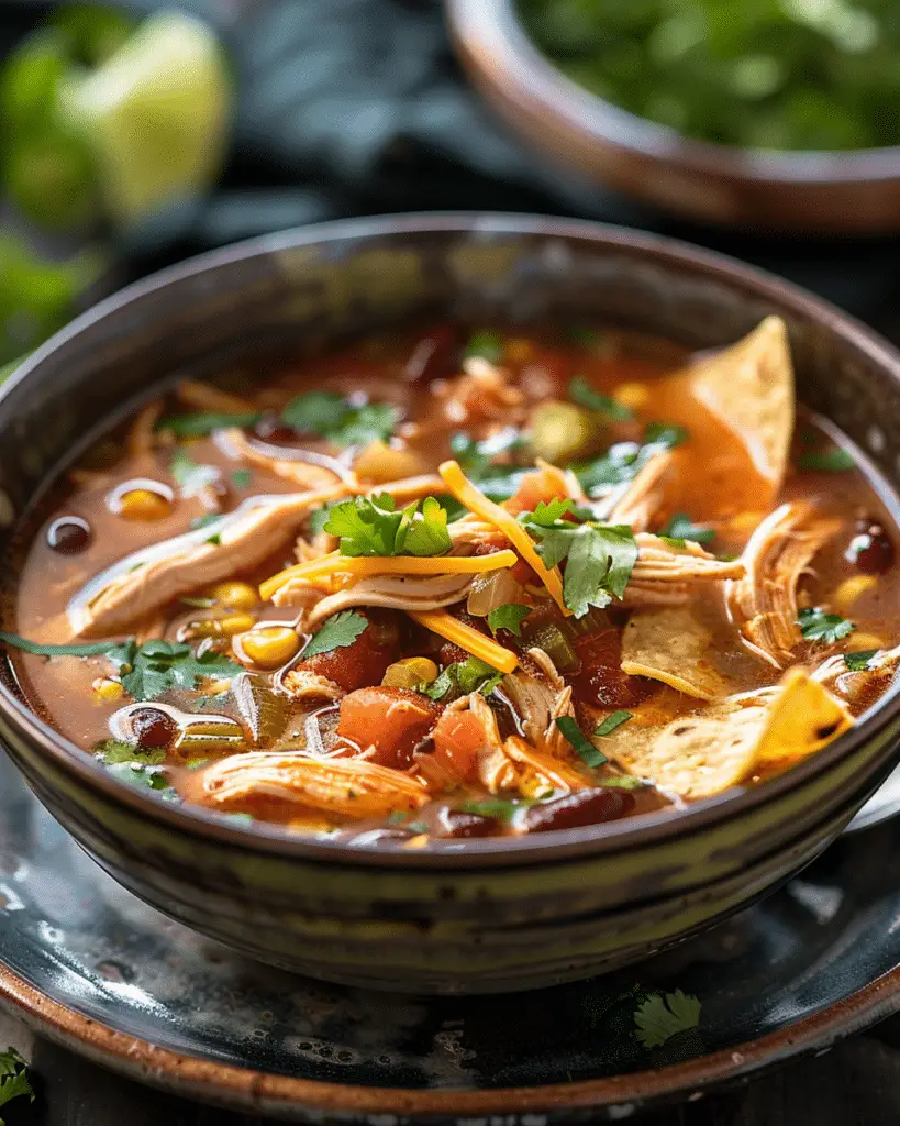 Crockpot Spicy Chicken Tortilla Soup
