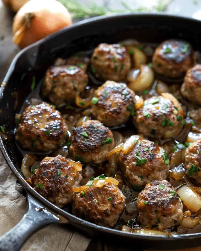 Juicy Lamb Meatballs with Caramelized Onions