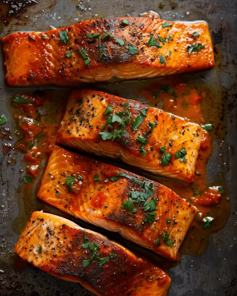 Seared Salmon with Roasted Red Pepper Sauce