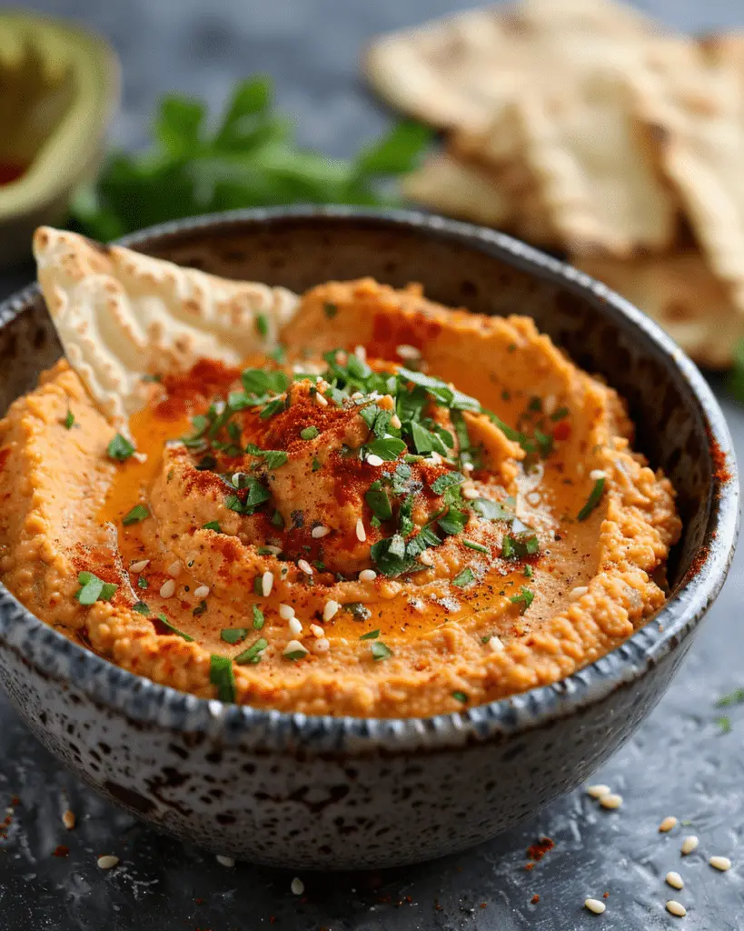 Creamy Roasted Red Pepper Hummus