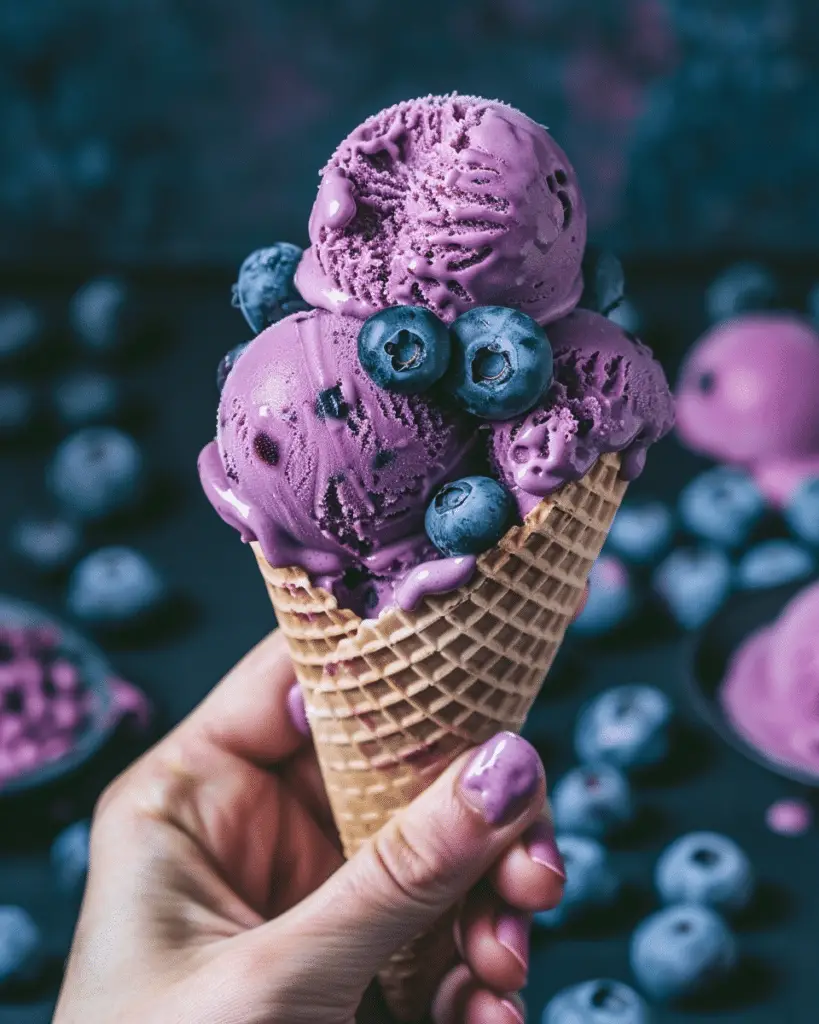 Homemade Blueberry Ice Cream
