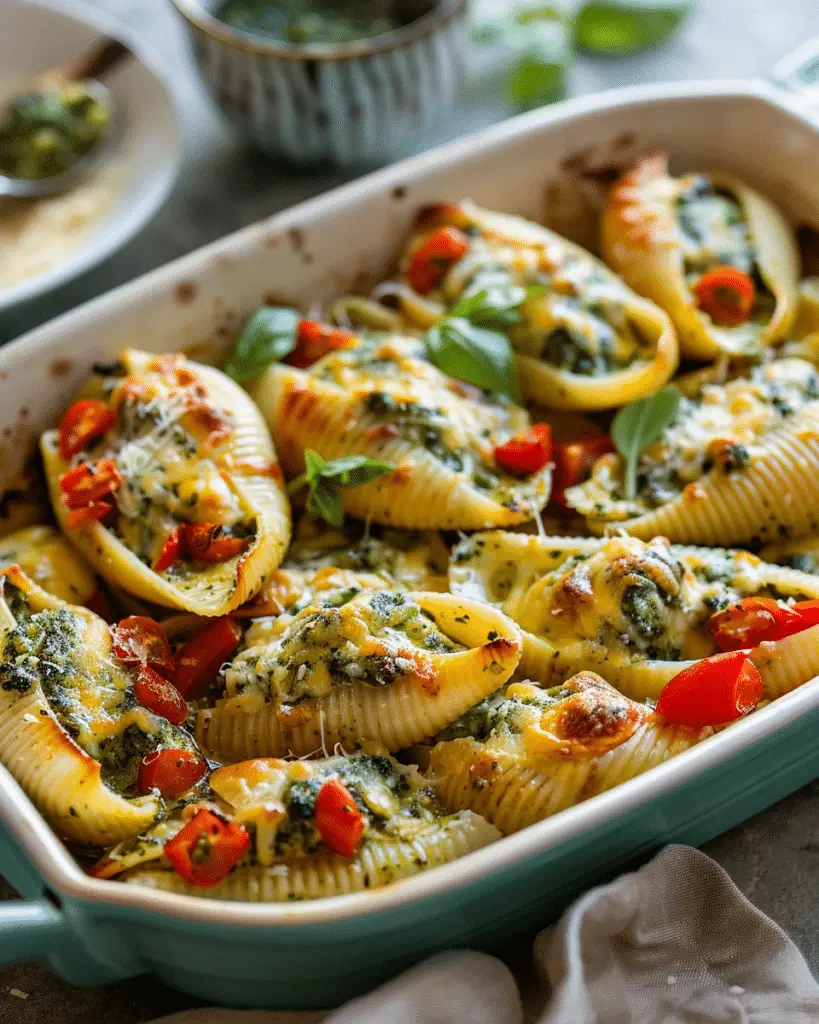 High Protein Pesto Stuffed Shells