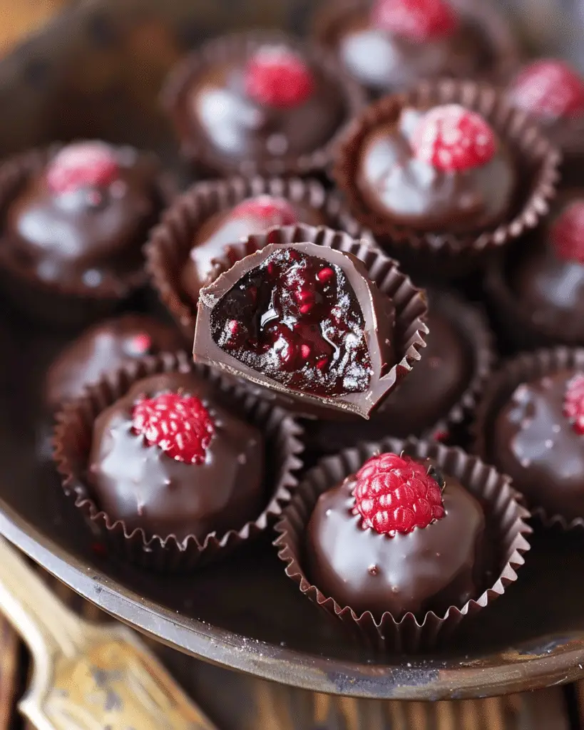 Chocolate Covered Raspberry Jam Bites