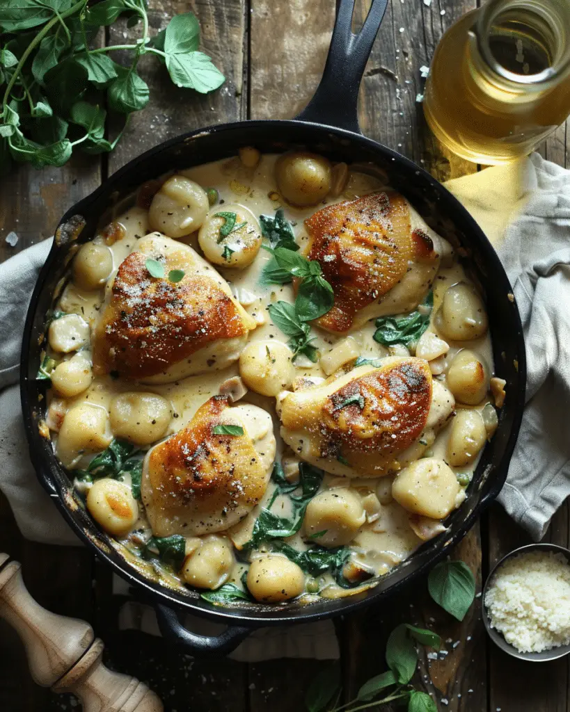 Easy One-Pan Creamy Chicken and Gnocchi Dinner