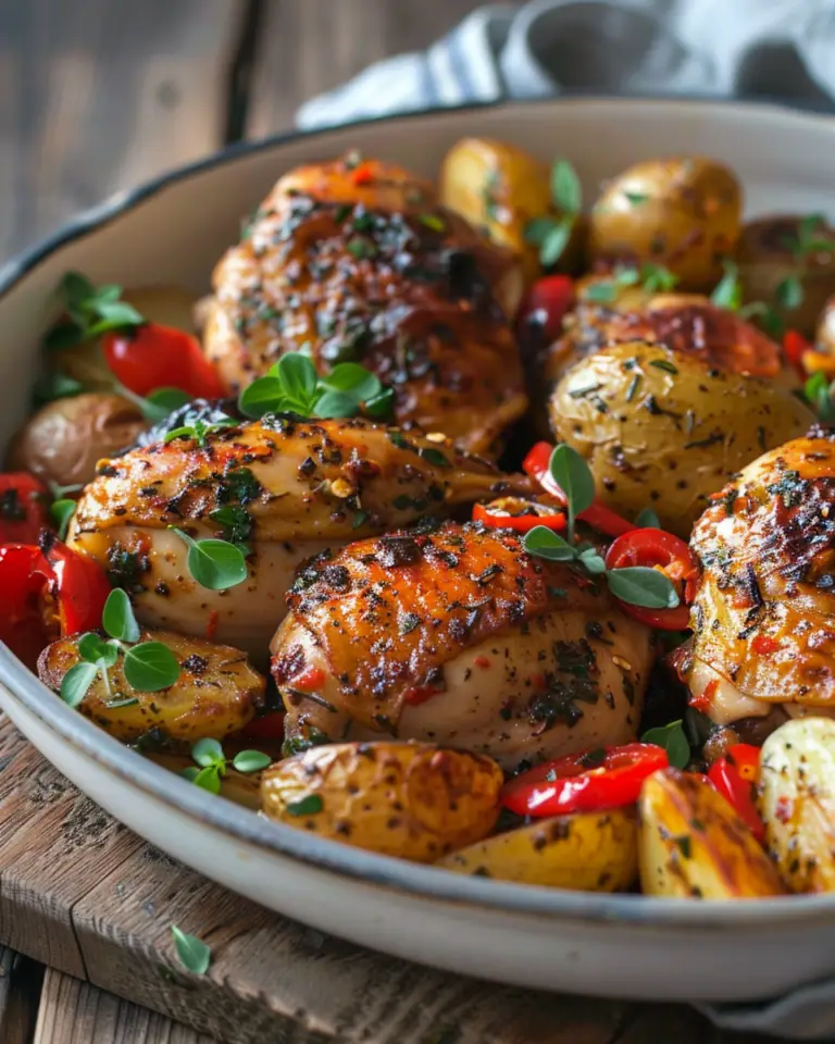 Roasted Red Pepper and Herb Chicken and Potatoes