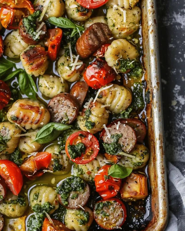 Sheet Pan Gnocchi with Sausage and Pesto (Vegan)