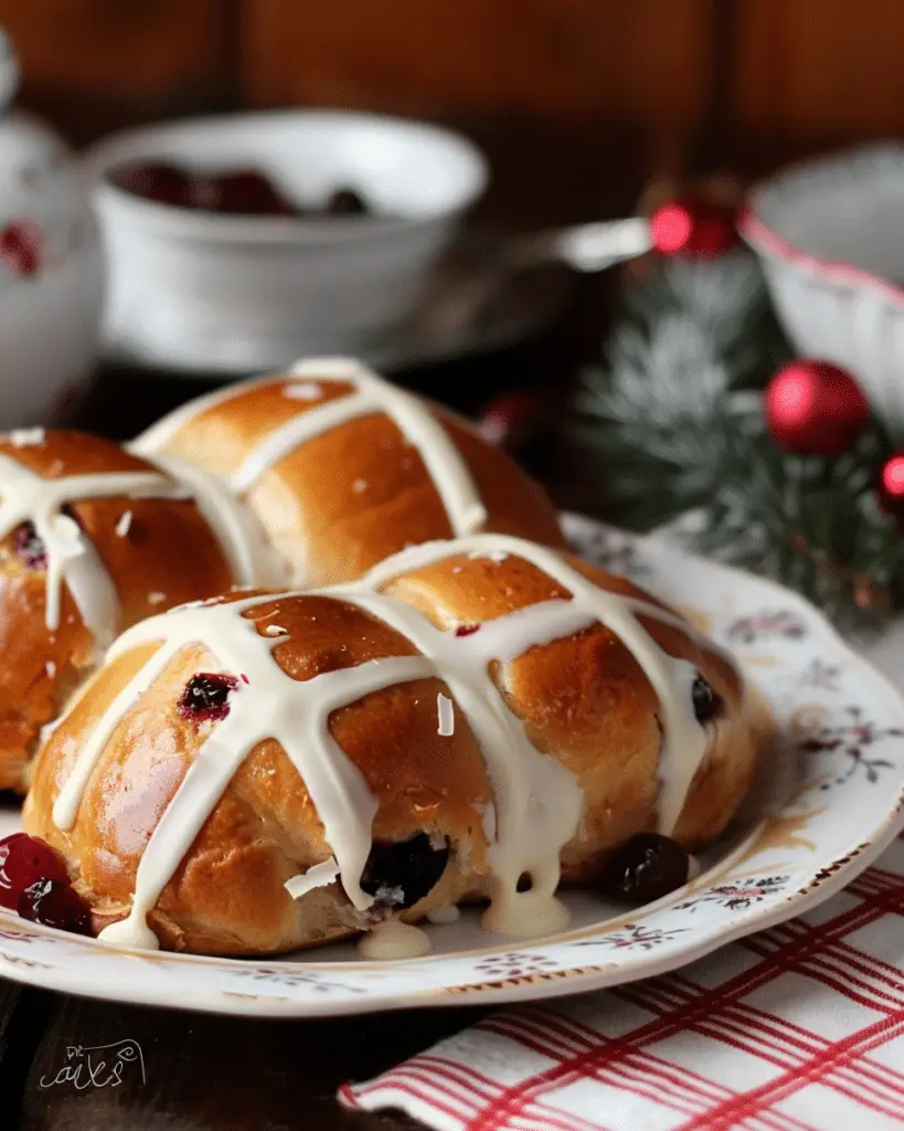 Cranberry White Chocolate Hot Cross Buns