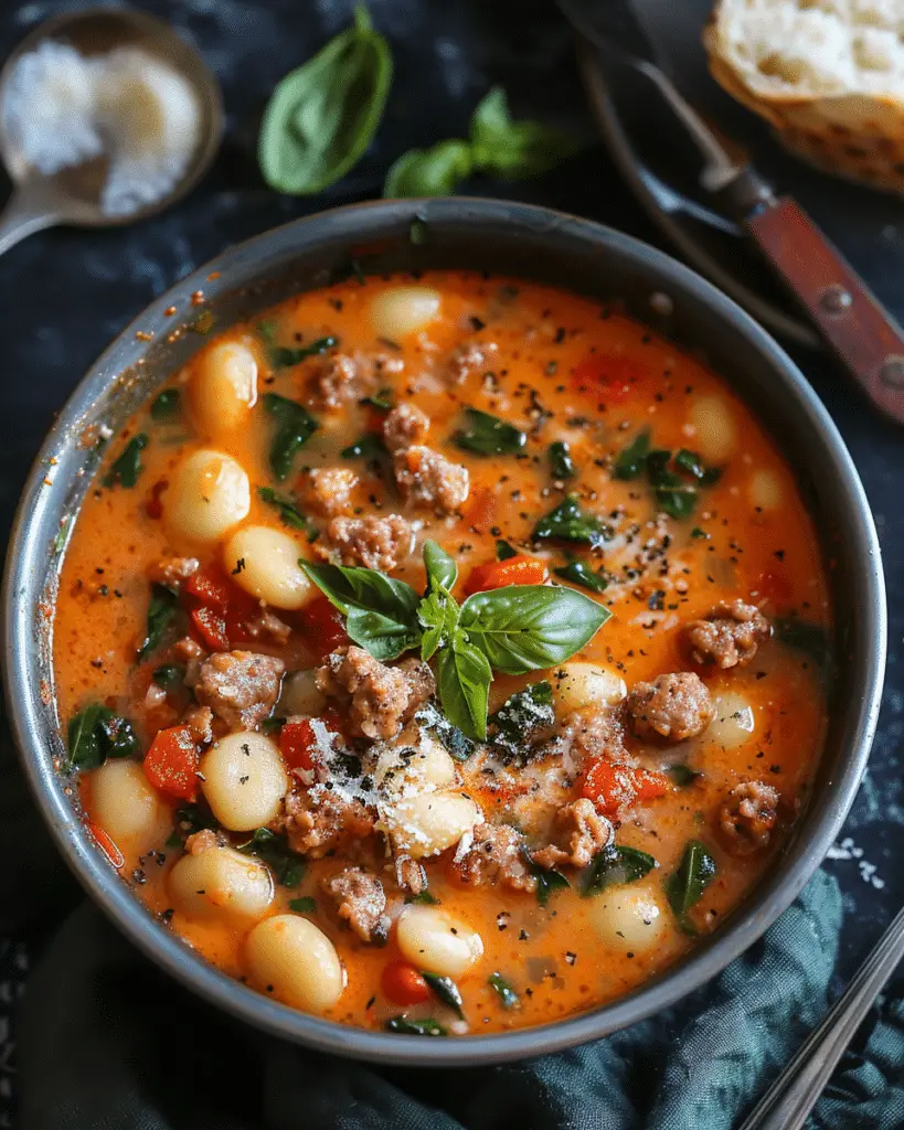 One Pot Italian Sausage Gnocchi Soup
