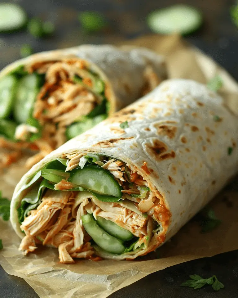 Quick Shredded Chicken Wrap with Cucumber