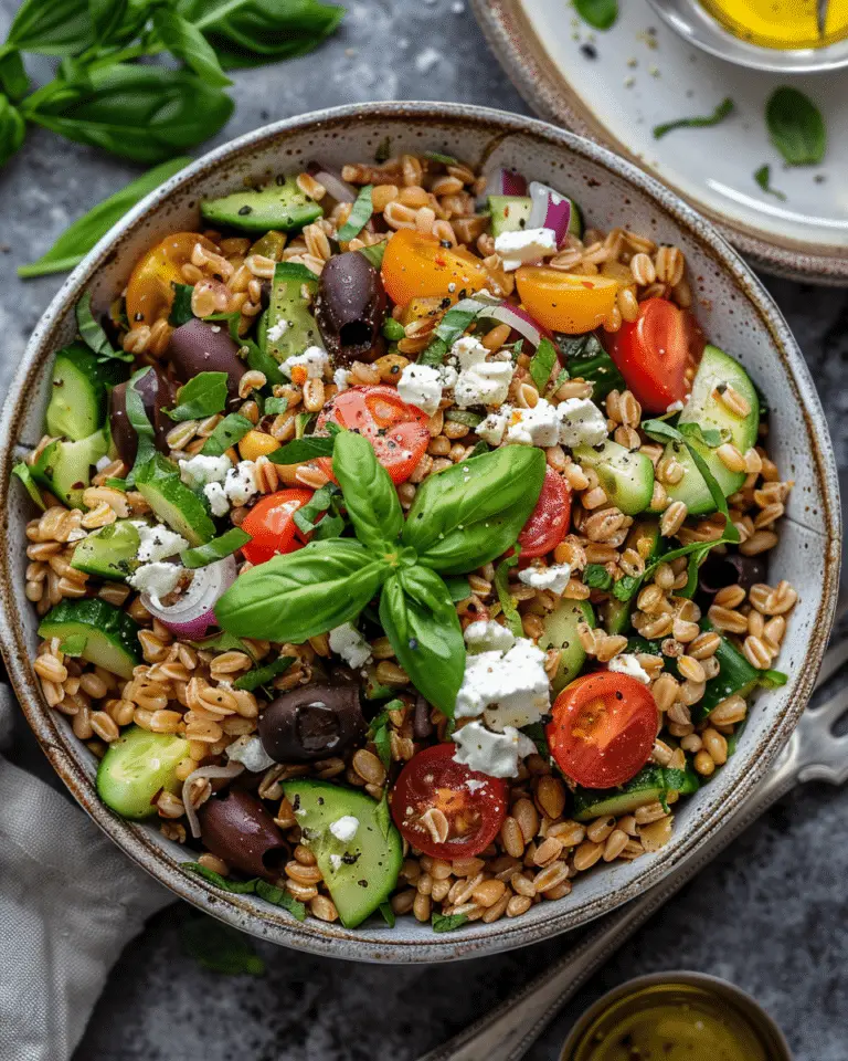 Greek Farro Salad (Easy, Healthy and Full of Flavor)