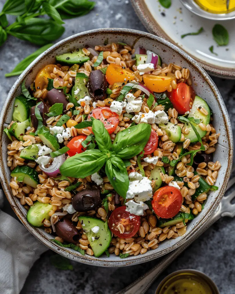 Greek Farro Salad (Easy, Healthy and Full of Flavor)