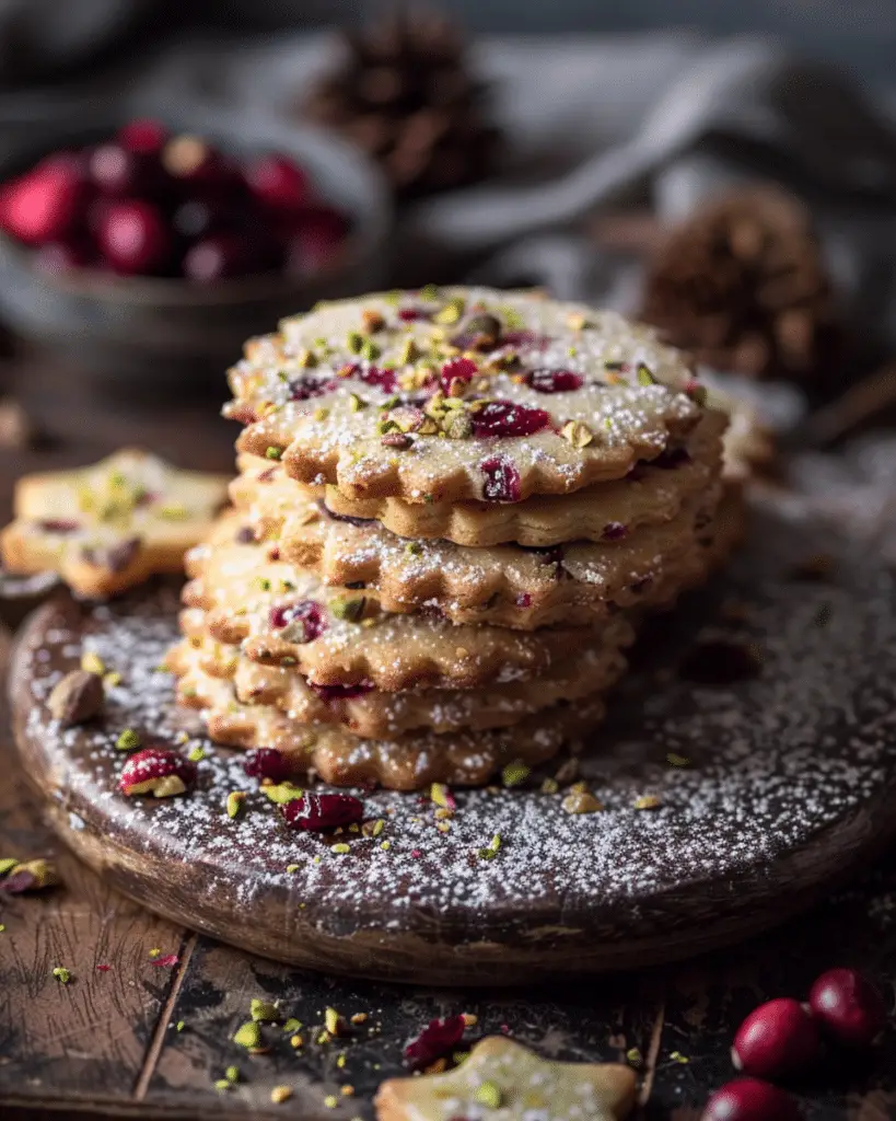 Cranberry Pistachio Shortbread Cookies Recipe