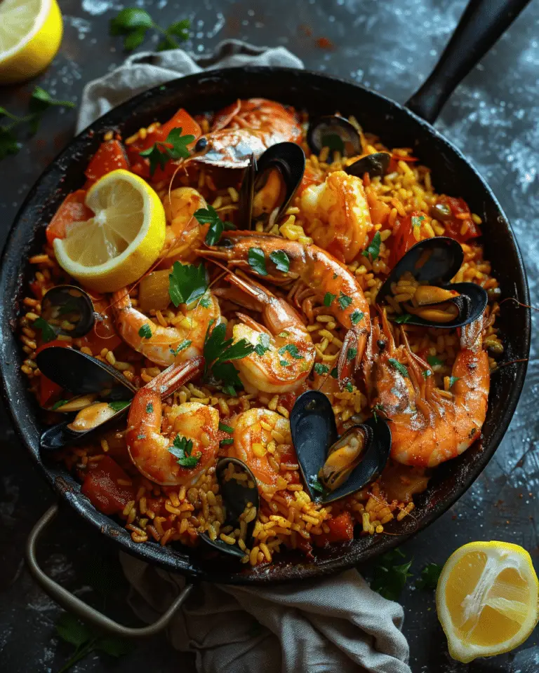Traditional Spanish Seafood Paella