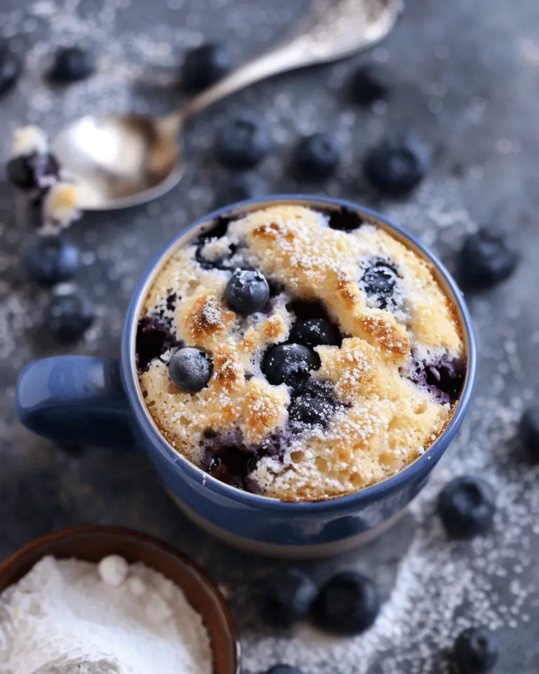 Eggless Blueberry Microwave Mug Cake