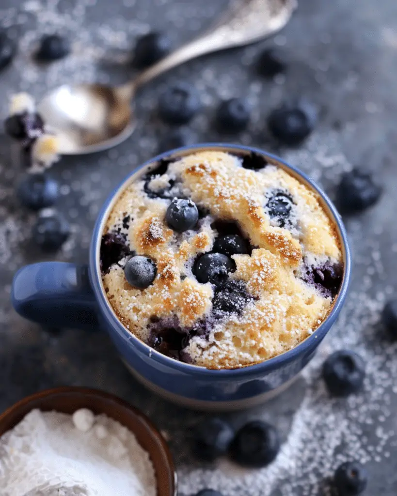 Eggless Blueberry Microwave Mug Cake