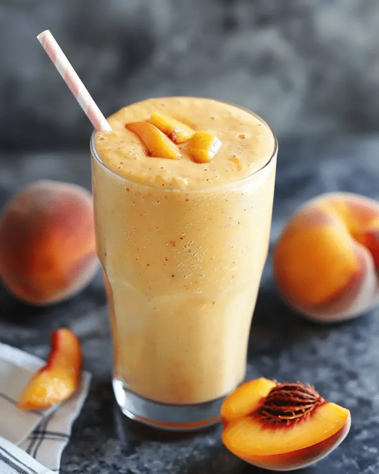 Healthy Peach Smoothie with Greek Yogurt (No Added Sugar)