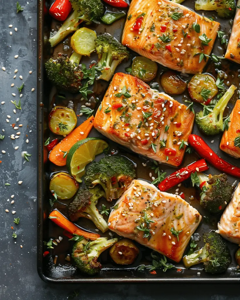 Miso Sheet Pan Salmon and Veggies