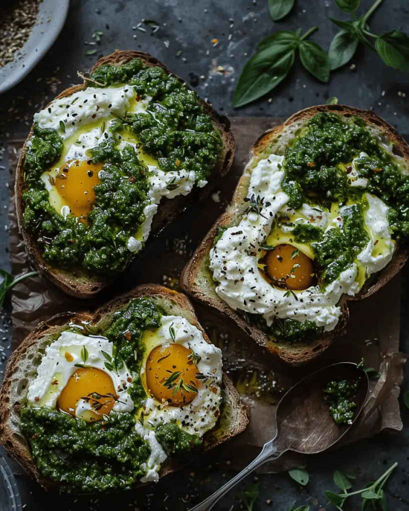 Ricotta Pesto Sourdough Toast