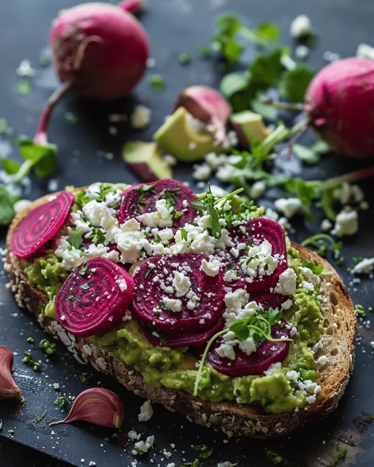 Avocado, Feta & Beetroot Hummus Toast