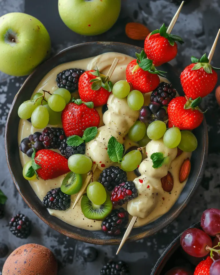 Easter Fruit Skewers with Cashew Maple Dip