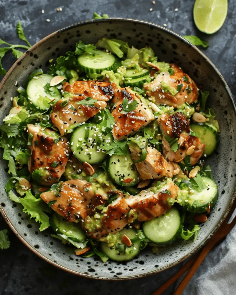 Smashed Cucumber, Avocado & Sesame Salad with Chicken Thighs