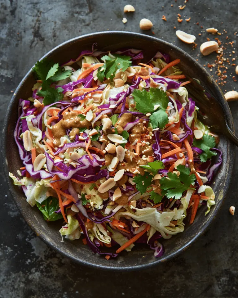 Asian Cabbage Salad with Peanut Dressing