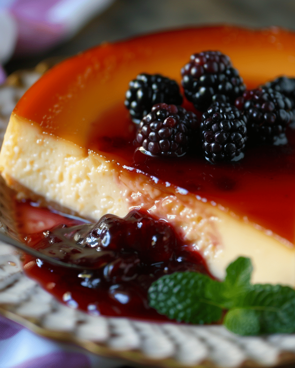 Coconut Flan with Berry Sauce Recipe